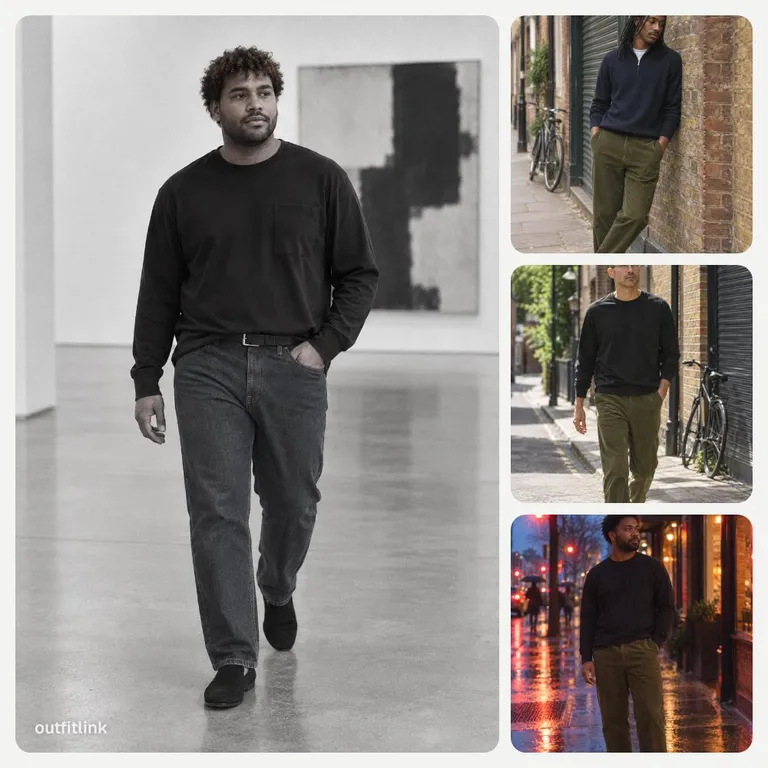 Black top with olive bottom, four ways