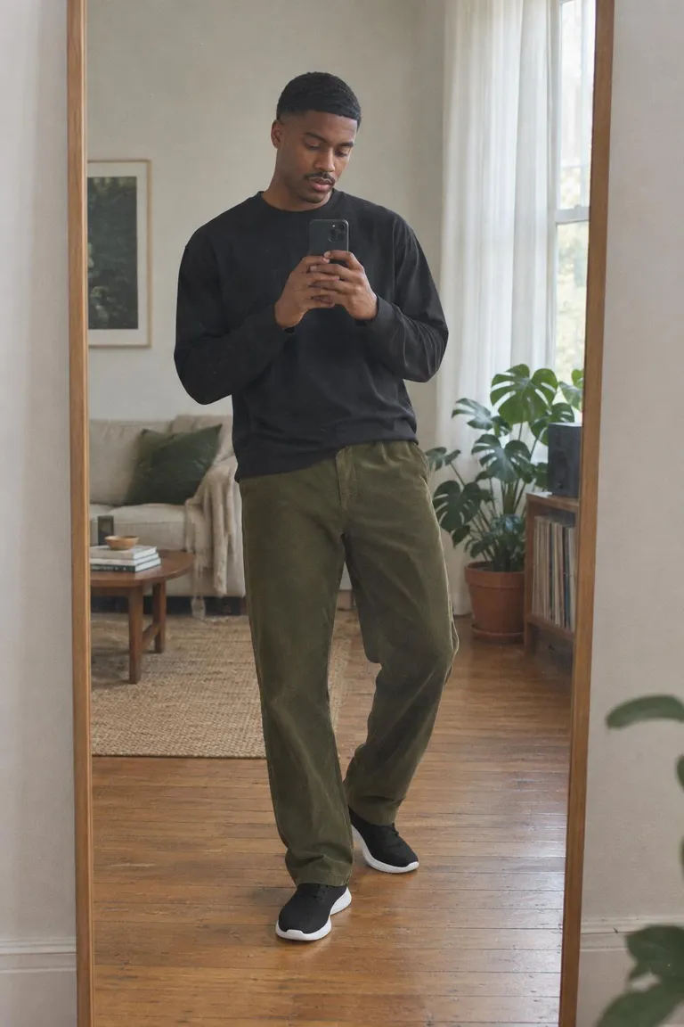 Black top with olive bottom
