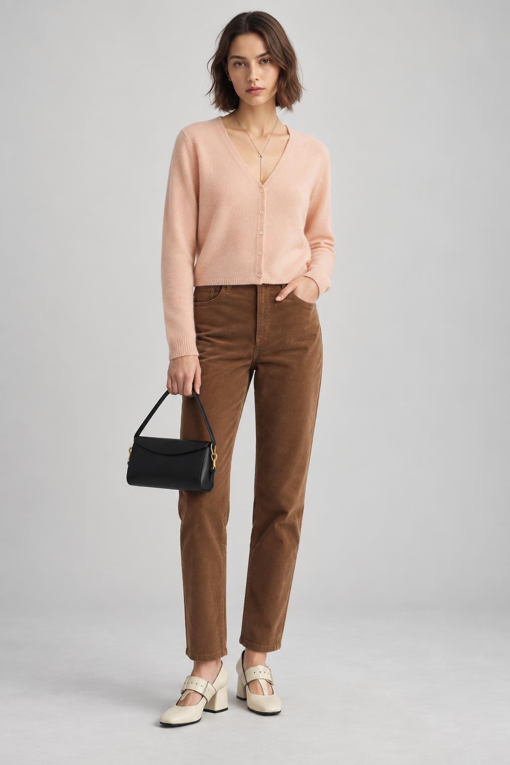 Soft neutrals worn by a model