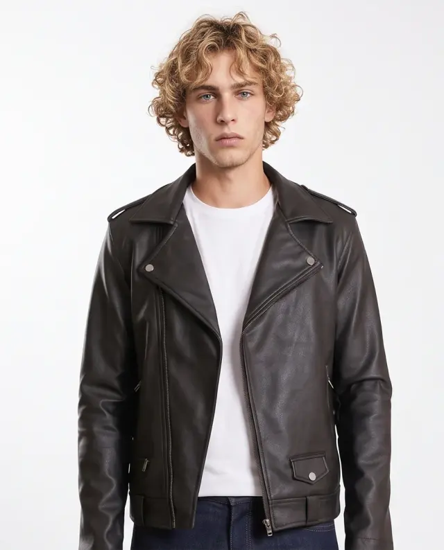 Ravin Men's Asymmetrical Faux-Leather Biker Jacket - Black - O197487