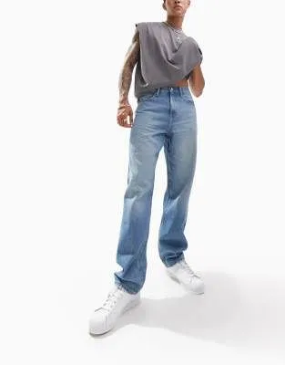 ASOS DESIGN – Cone Mill American Classic – Weit geschnittene Denim-Jeans in mittelblauer Waschung