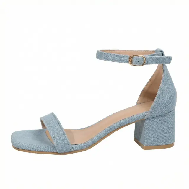 Damen Riemchen-Sandalen mit blockiertem Absatz und verstellbarem Knöchelriemen Drune