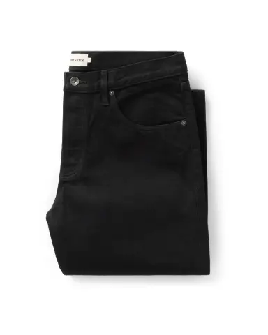 The Straight Jean in Rinsed Black Organic Selvedge
