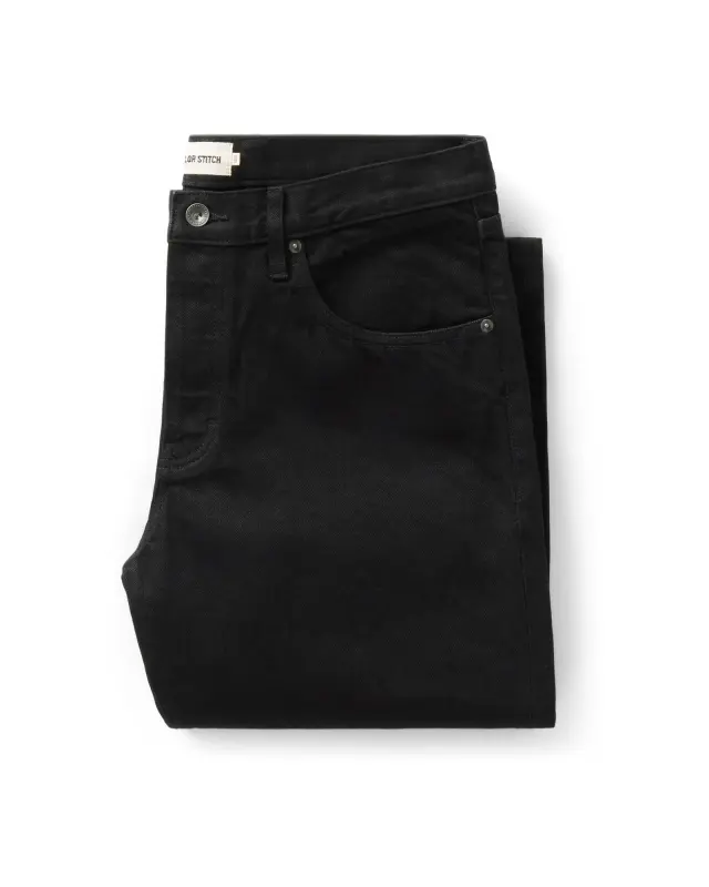The Straight Jean in Rinsed Black Organic Selvedge