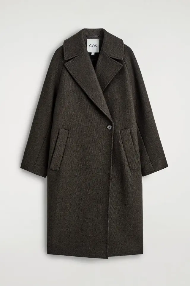 OVERSIZED DOUBLE-BREASTED WOOL LONG COAT