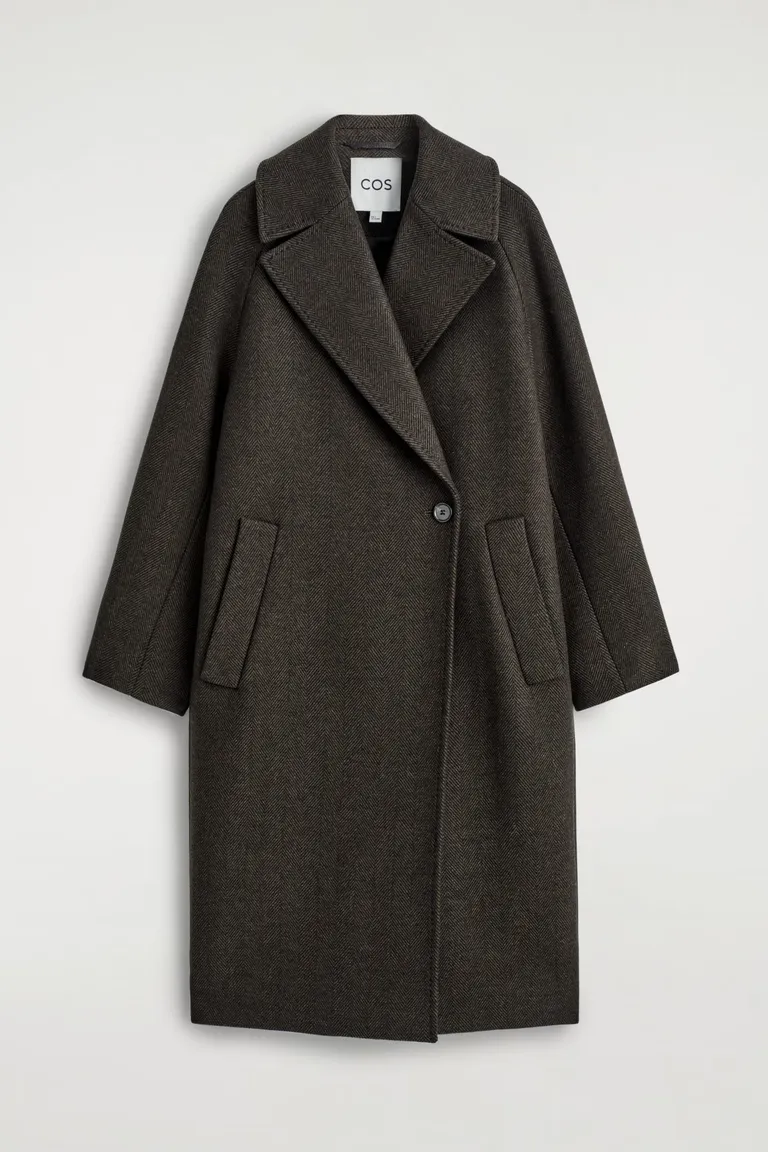 OVERSIZED DOUBLE-BREASTED WOOL LONG COAT