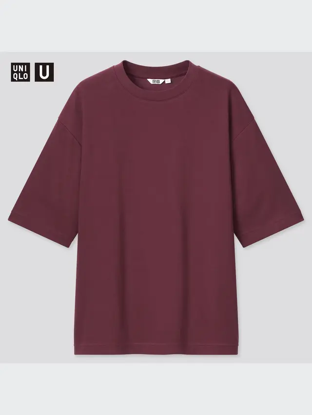 Mens U AIRism Cotton Oversized Crew Neck T-Shirt