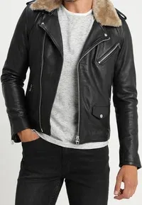 Leather jacket - black