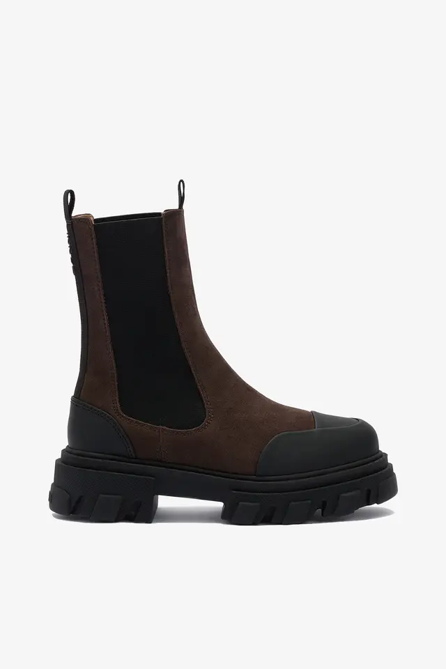 Cleated Mid Chelsea Boots in Brown