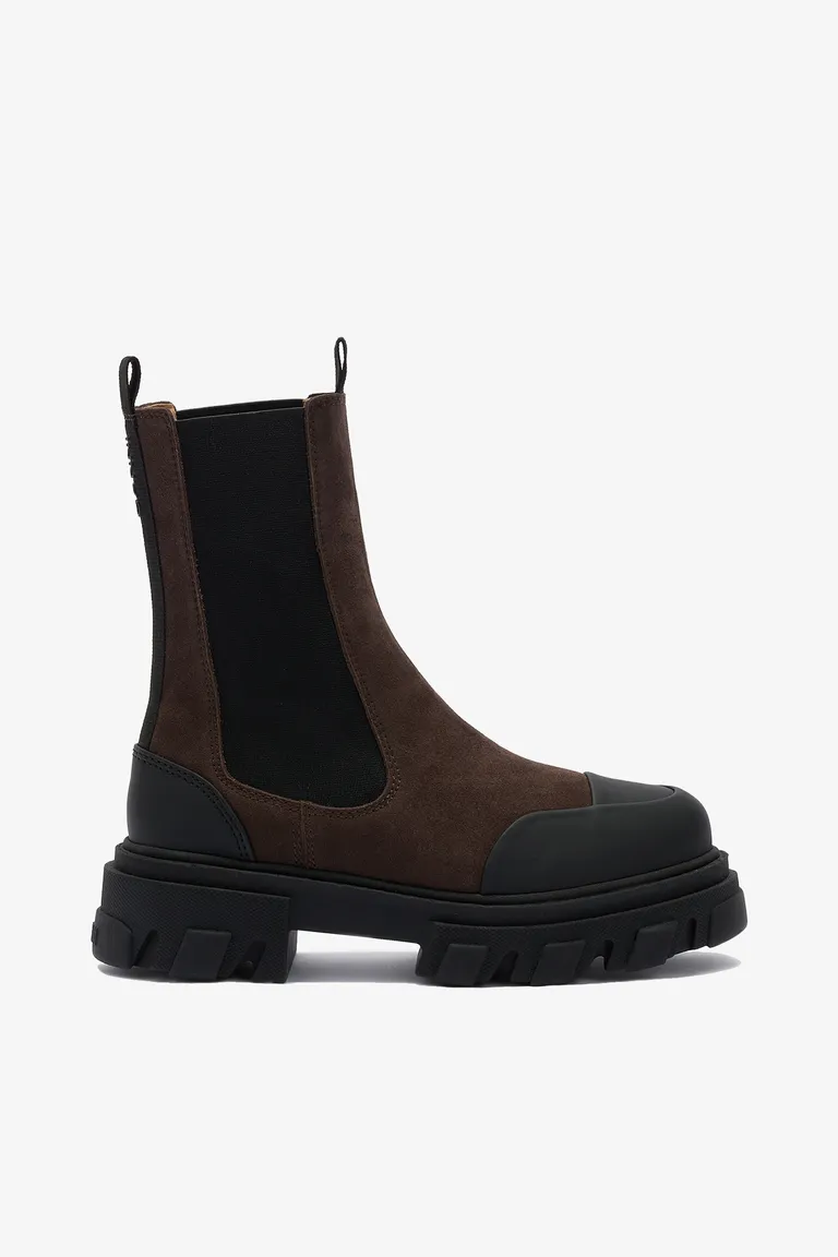 Cleated Mid Chelsea Boots in Brown