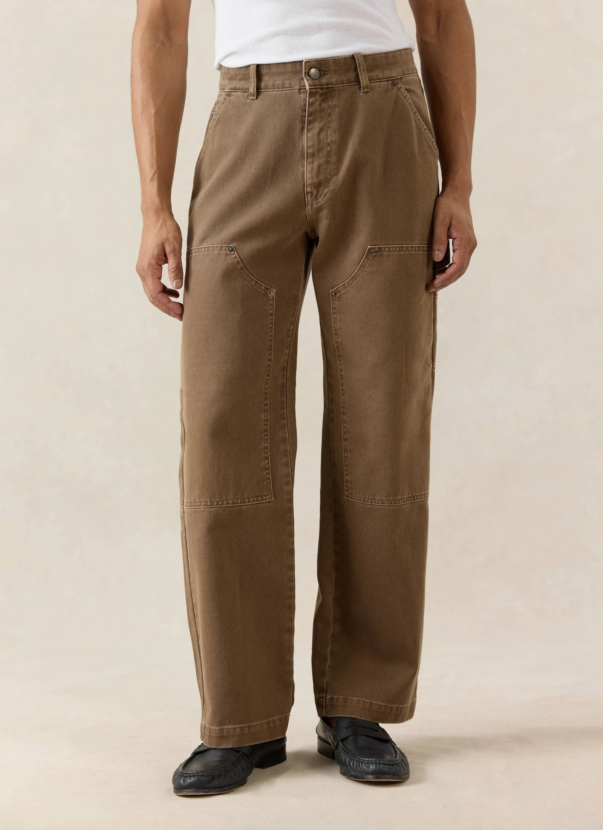Lucas Carpenter Straight Leg Trousers | Cotton | Mocha