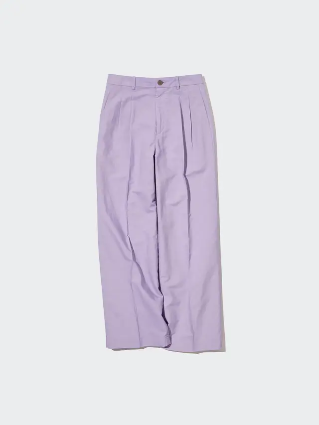 Womens Linen Blend Tucked Wide Pants