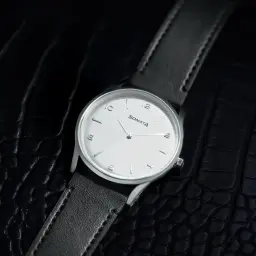 Sonata Quartz Analog Silver Dial Black Leather Strap Watch For Men