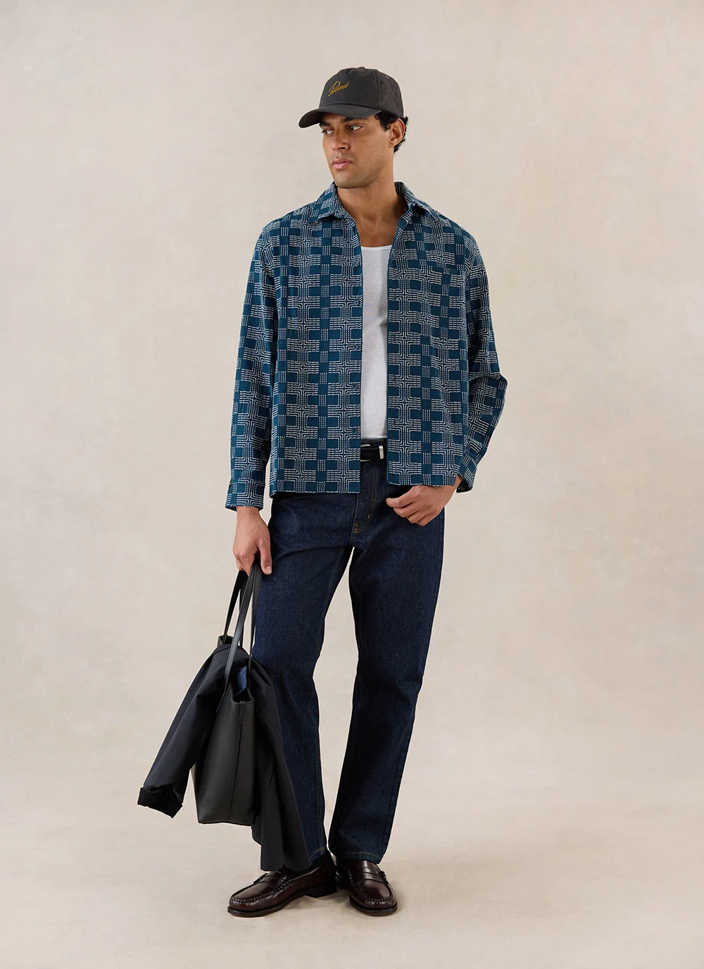 Nolan Jacquard Shirt | Cotton | Navy