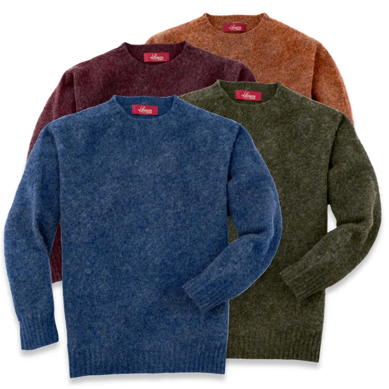 Brushed Shetland Wool Crew Neck Sweater