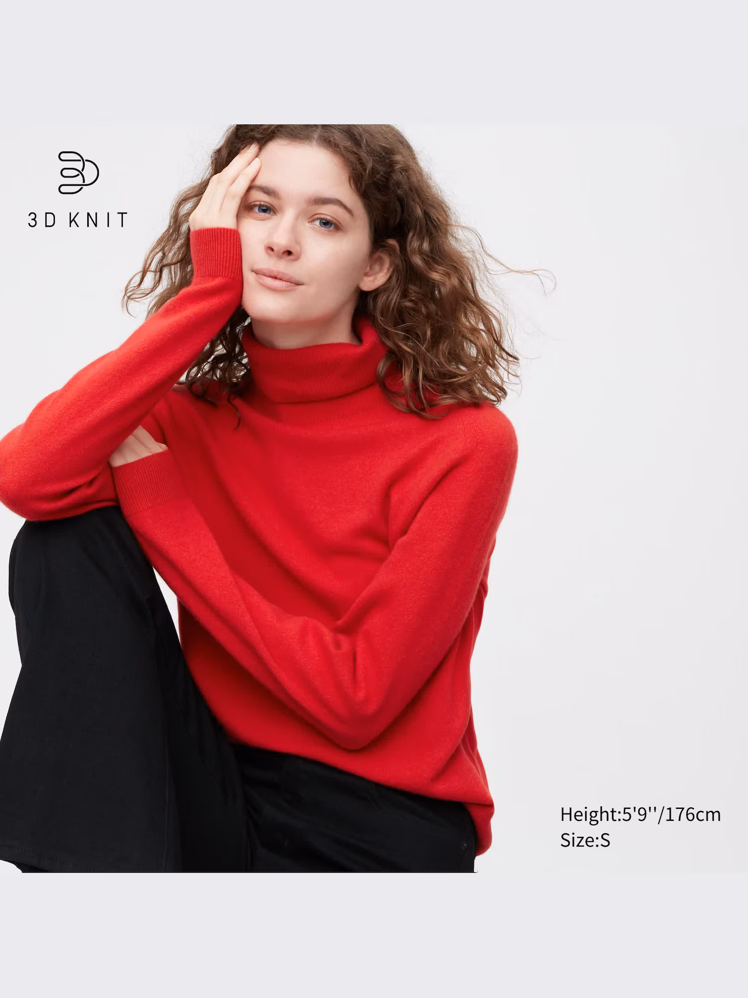 Womens 3D Knit Cashmere Turtleneck Long-Sleeve Sweater