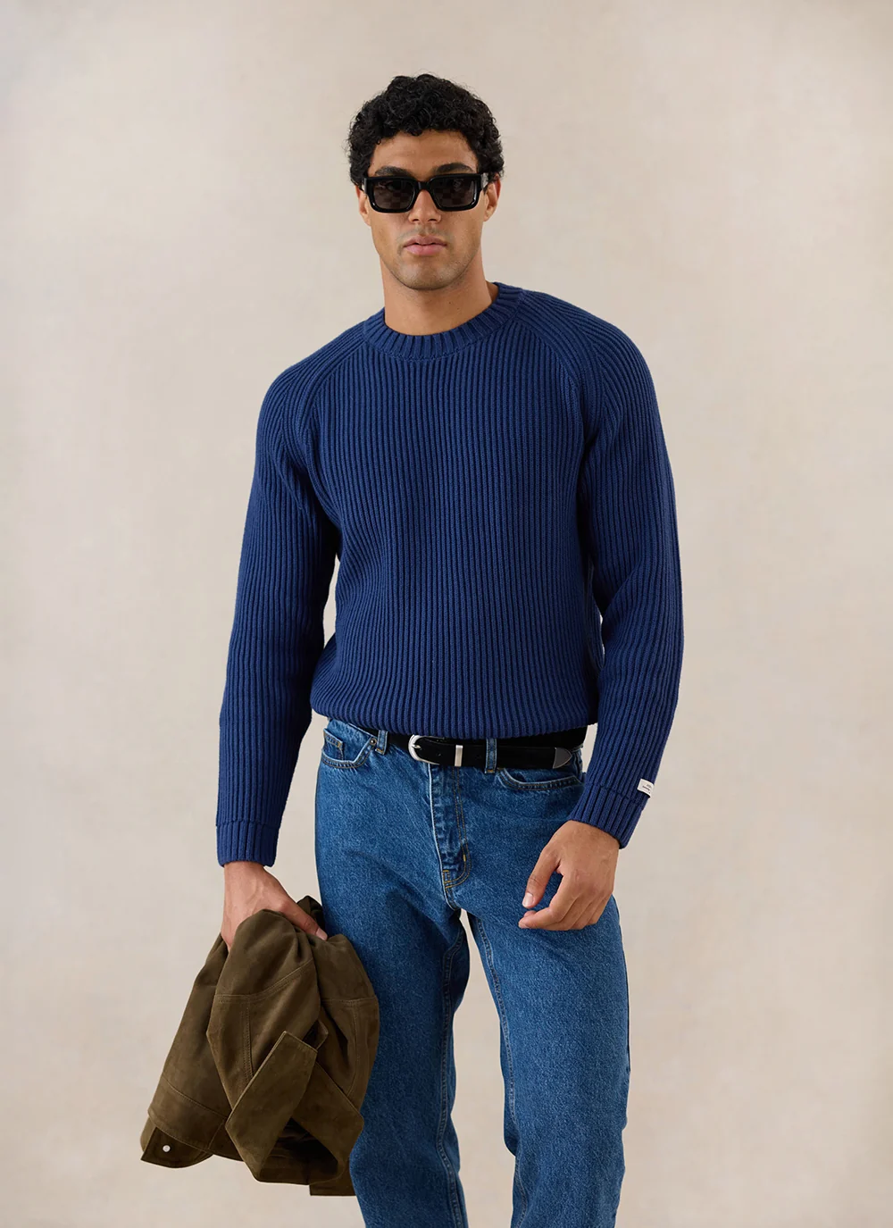Fisherman Raglan Jumper | Heavy Cotton | Navy