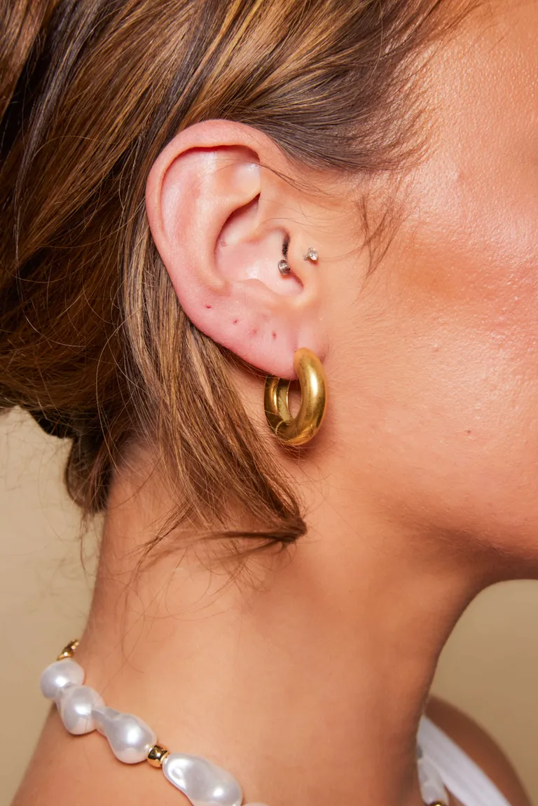 Small chunky hoop earrings GOLD