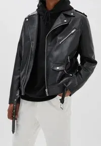 Faux leather jacket - black