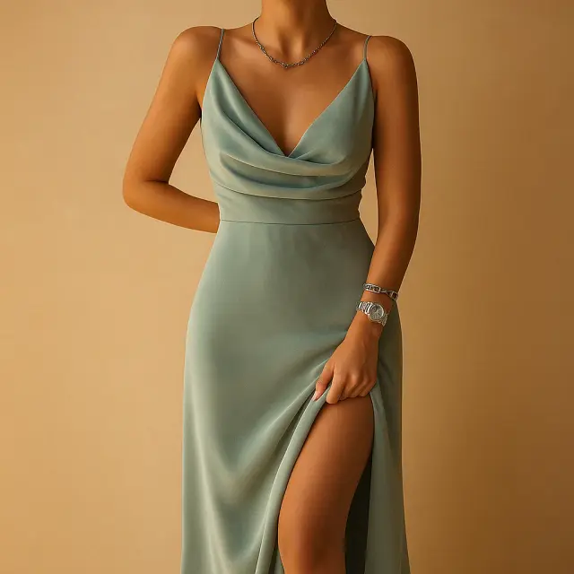 Elegantes Damen Maxikleid mit V-Ausschnitt für Hochzeit und Sommer