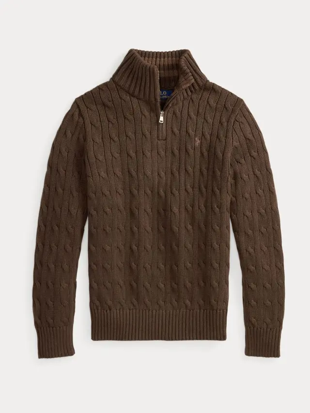 Polo Ralph Lauren Logo Cable Knit Quarter Zip Jumper