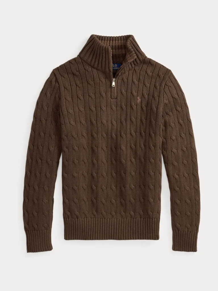 Polo Ralph Lauren Polo Ralph Lauren Logo Cable Knit Quarter Zip Jumper