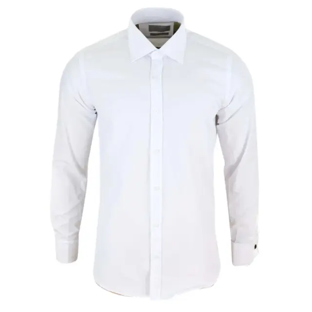 Men's White Classic Collar Button Shirt Slim Regular Fit