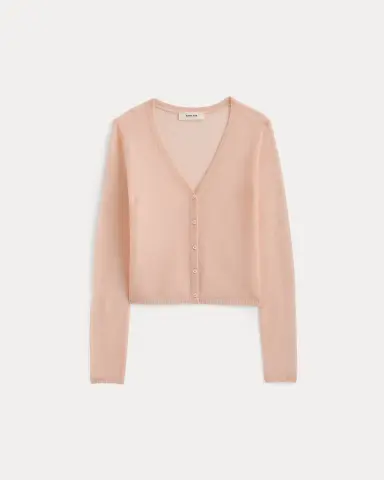 Air Alpaca Wide V Cropped Cardigan | Pale Peach