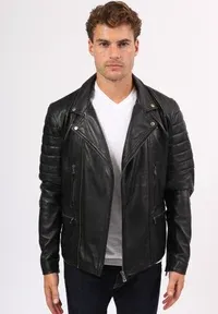 FERGUS - Leather jacket - black