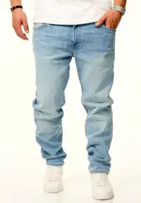 CLARK ARIS ORIGINAL DENIM HOSE MIT STRETCH JEANS - Straight leg jeans - light blue