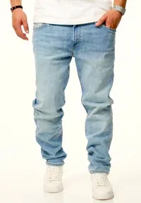 CLARK ARIS ORIGINAL DENIM HOSE MIT STRETCH JEANS - Straight leg jeans - light blue