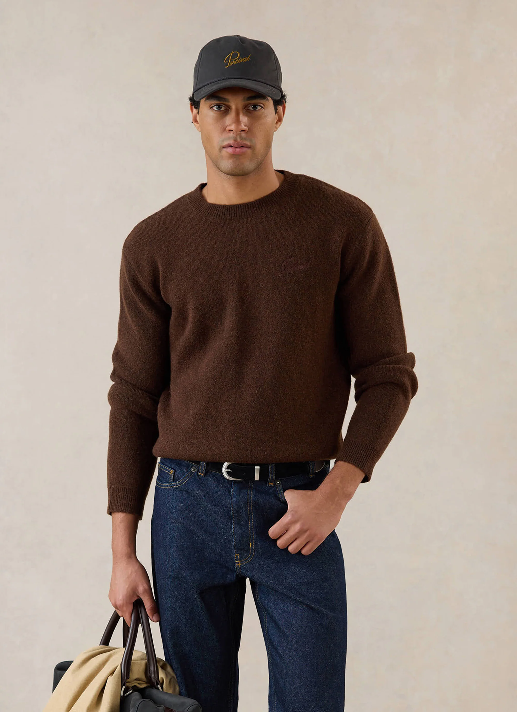 White Glove Boxy Crew Neck Jumper | Mohair | Espresso
