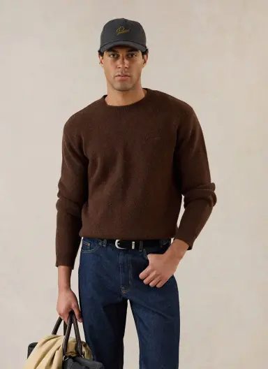 White Glove Boxy Crew Neck Jumper | Mohair | Espresso