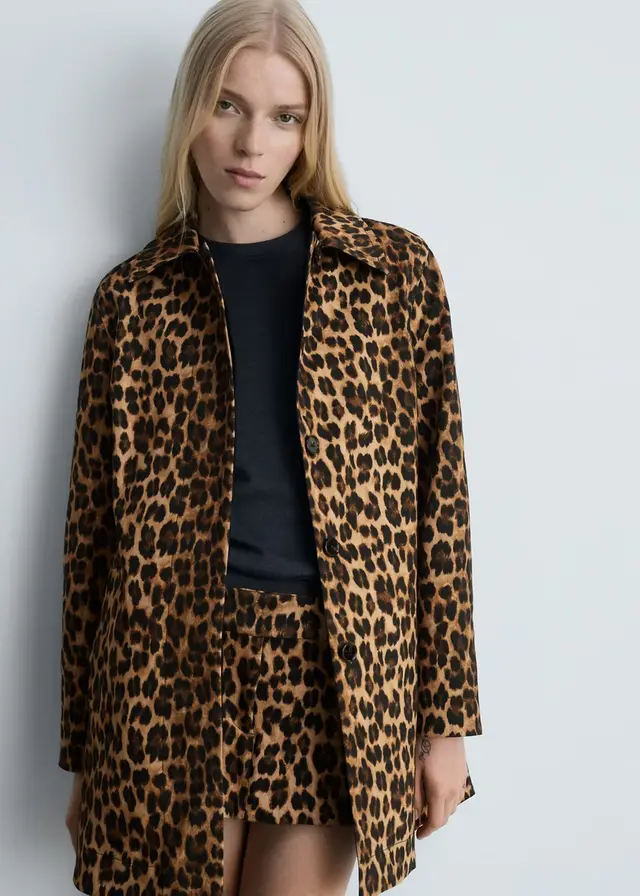 Leopard-print straight-fit coat - Women